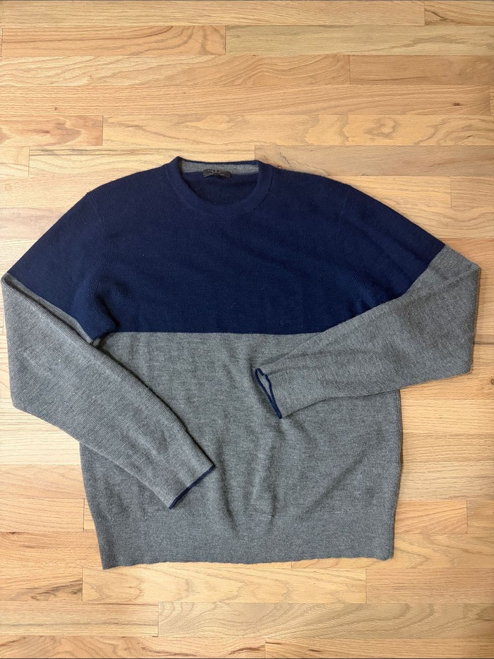 rag & bone New York 100% Cashmere Colorblock Crewneck Sweater Men’s XXL
